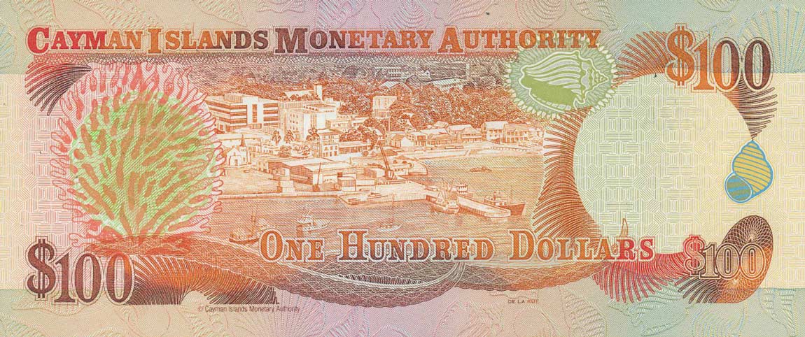 Back of Cayman Islands p25a: 100 Dollars from 1998