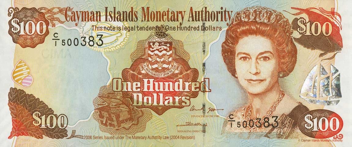 Front of Cayman Islands p37a: 100 Dollars from 2006