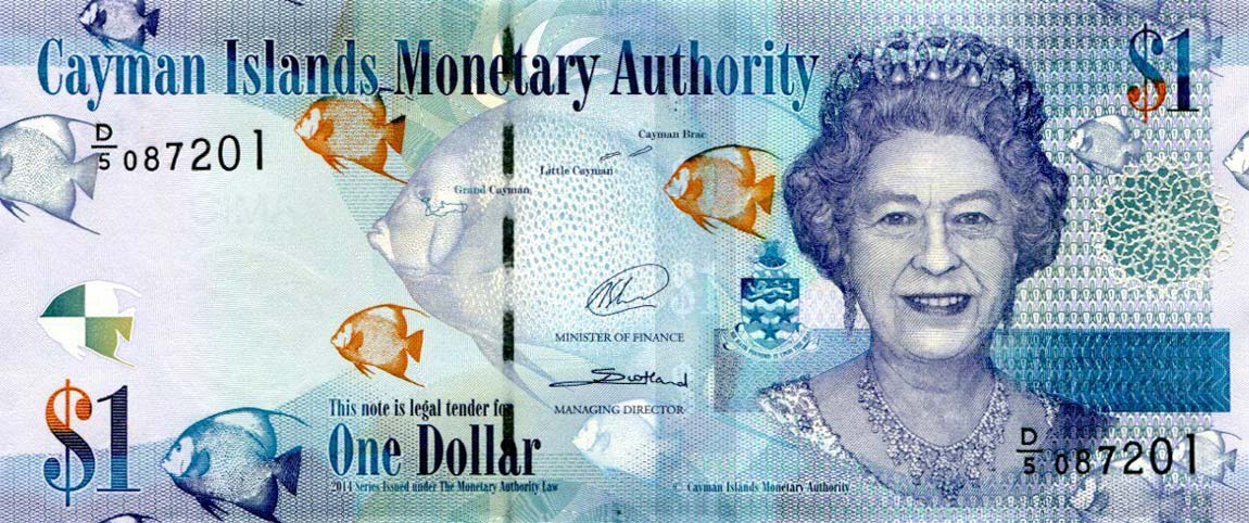 Front of Cayman Islands p38e: 1 Dollar from 2018