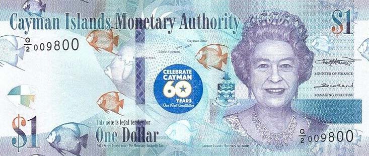 Front of Cayman Islands p44: 1 Dollar from 2020