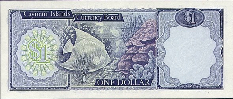 Back of Cayman Islands p5r2: 1 Dollar from 1974