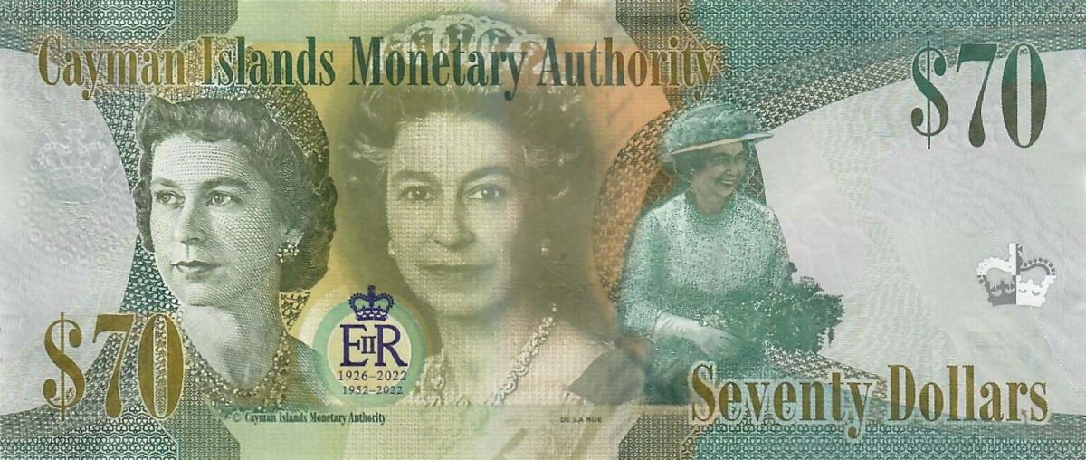 Back of Cayman Islands p45: 70 Dollars from 2023