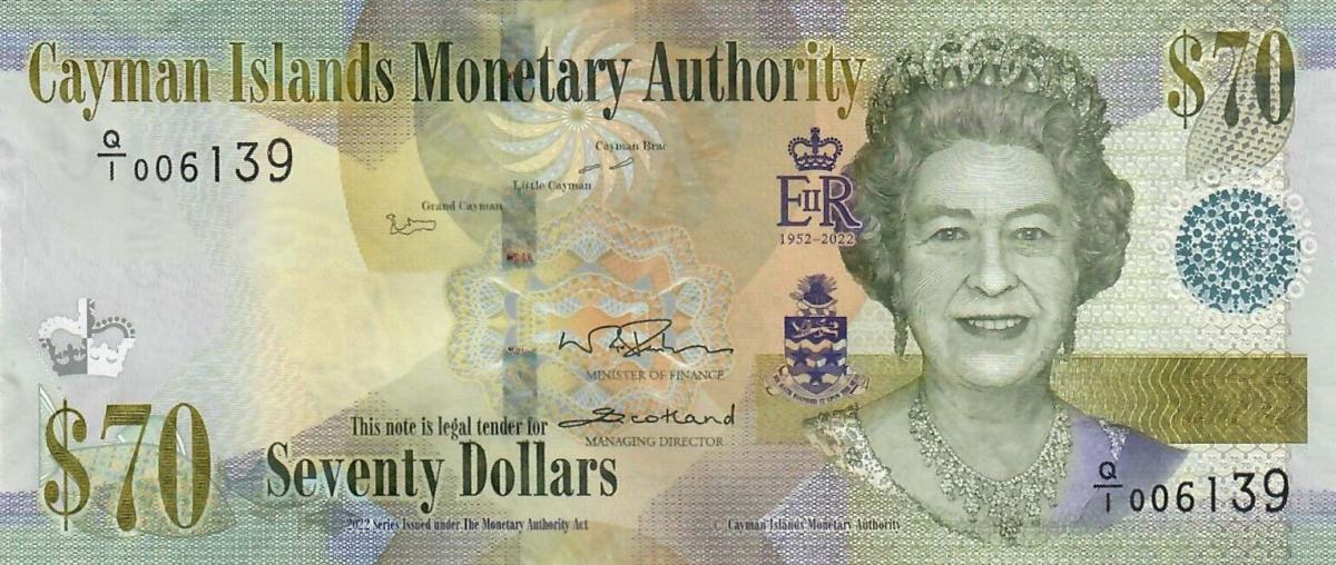 Front of Cayman Islands p45: 70 Dollars from 2023