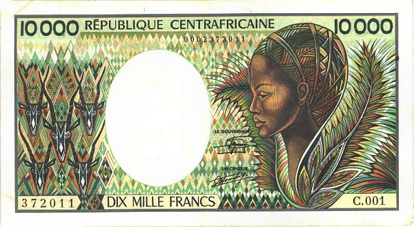 Front of Central African Republic p13a: 10000 Francs from 1983