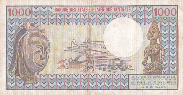 Back of Central African Republic p6: 1000 Francs from 1978