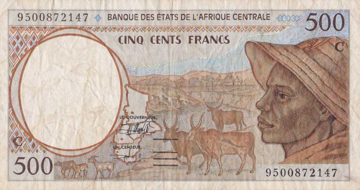 Front of Central African States p101Cc: 500 Francs from 1995