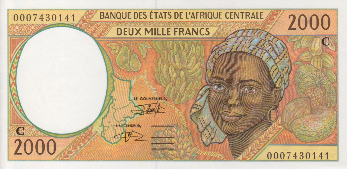Front of Central African States p103Cg: 2000 Francs from 2000