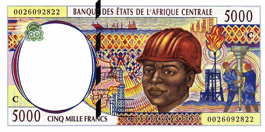 Front of Central African States p104Cf: 5000 Francs from 2000