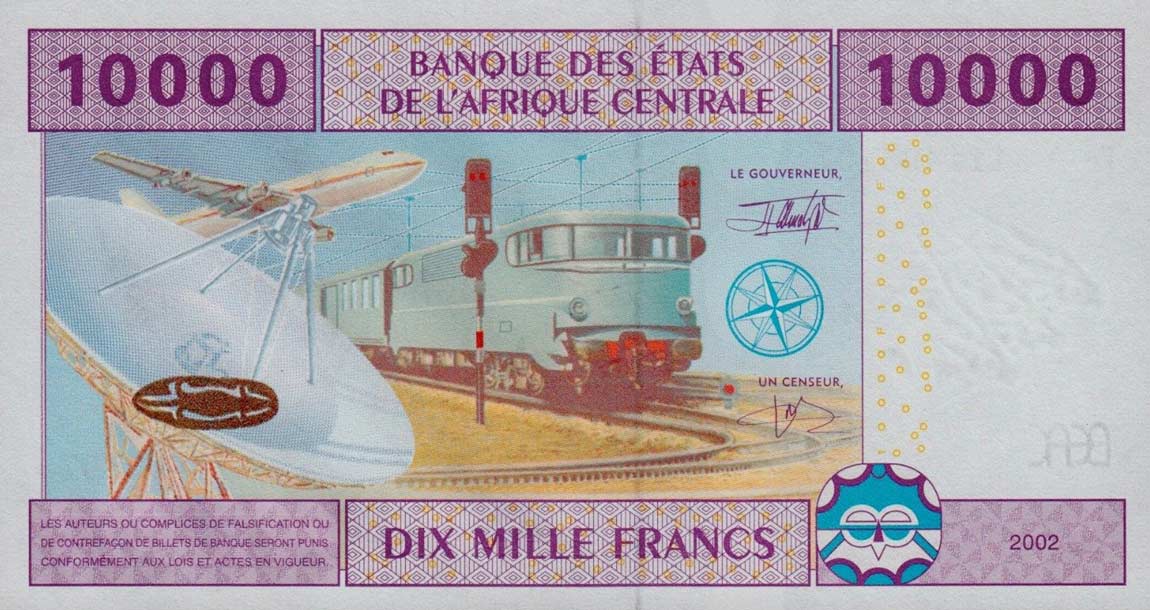 Back of Central African States p110Ta: 10000 Francs from 2002