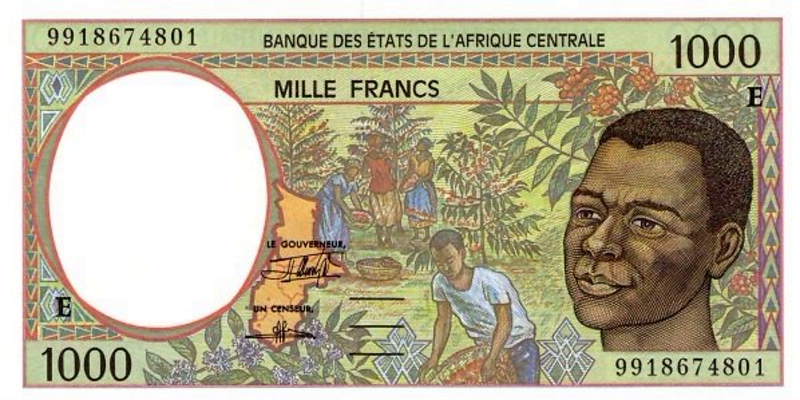 Front of Central African States p202Ef: 1000 Francs from 1999
