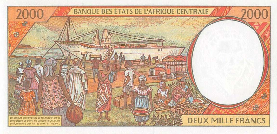Back of Central African States p203Ed: 2000 Francs from 1997