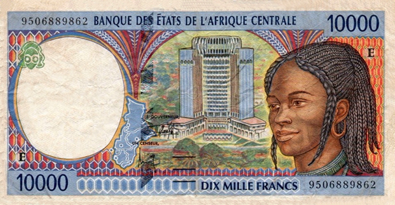 Front of Central African States p205Ee: 10000 Francs from 1999