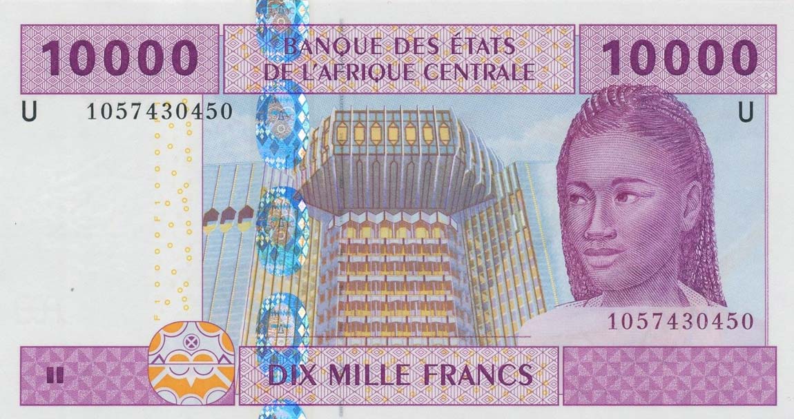 Front of Central African States p210Ub: 10000 Francs from 2002