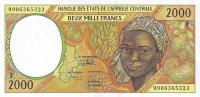 p303Ff from Central African States: 2000 Francs from 1999
