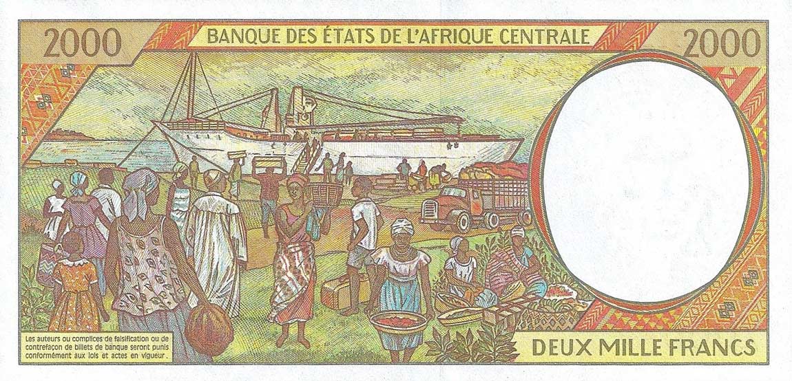 Back of Central African States p403Lg: 2000 Francs from 2000