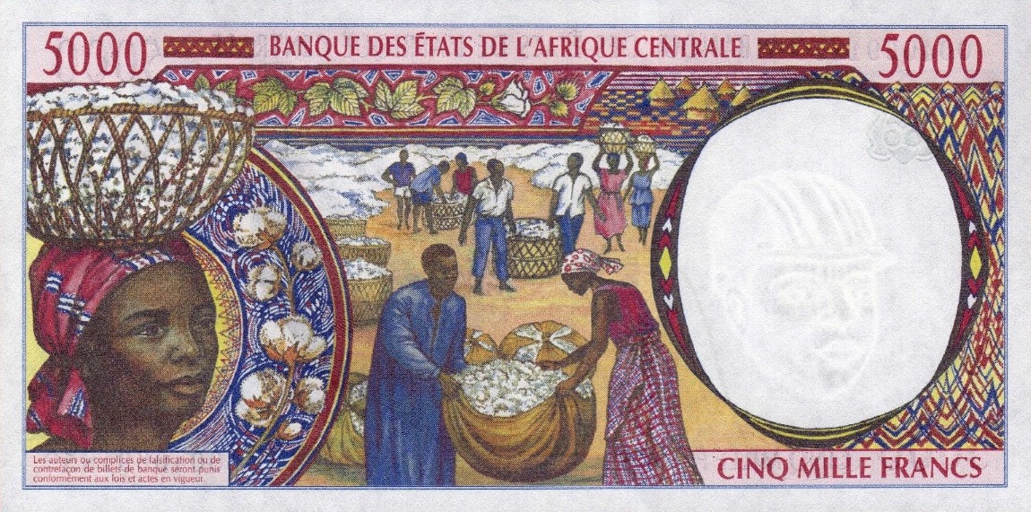 Back of Central African States p404Lf: 5000 Francs from 2000