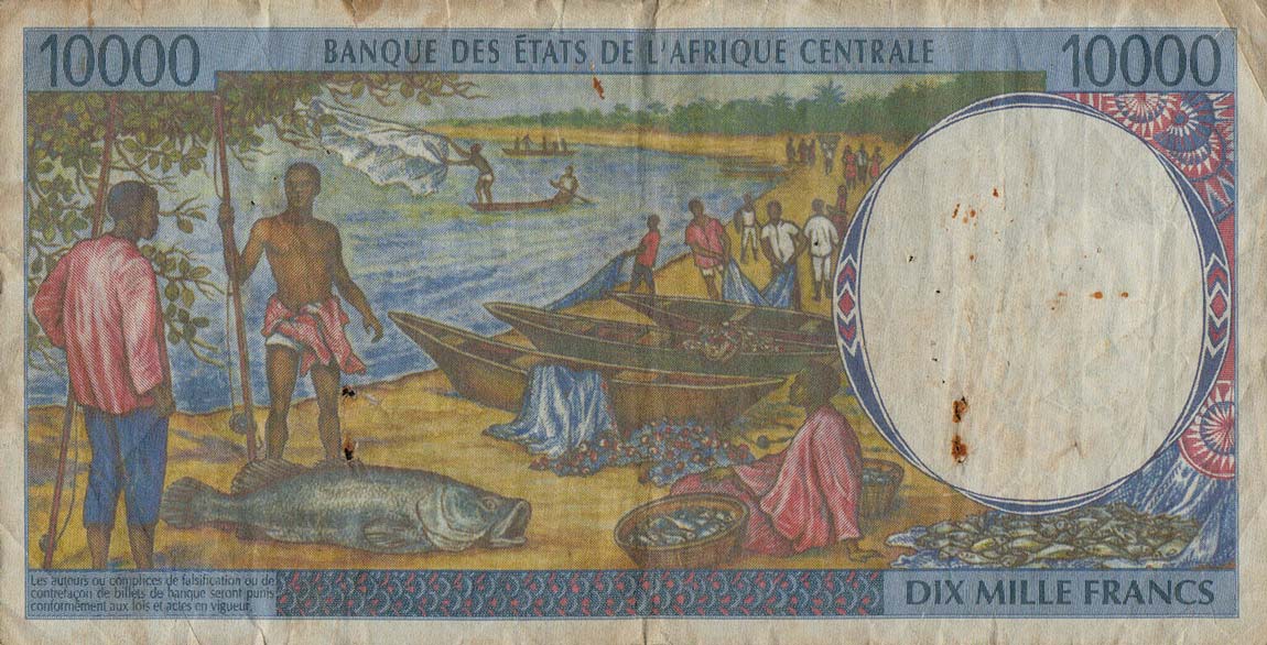Back of Central African States p405Ld: 10000 Francs from 1998