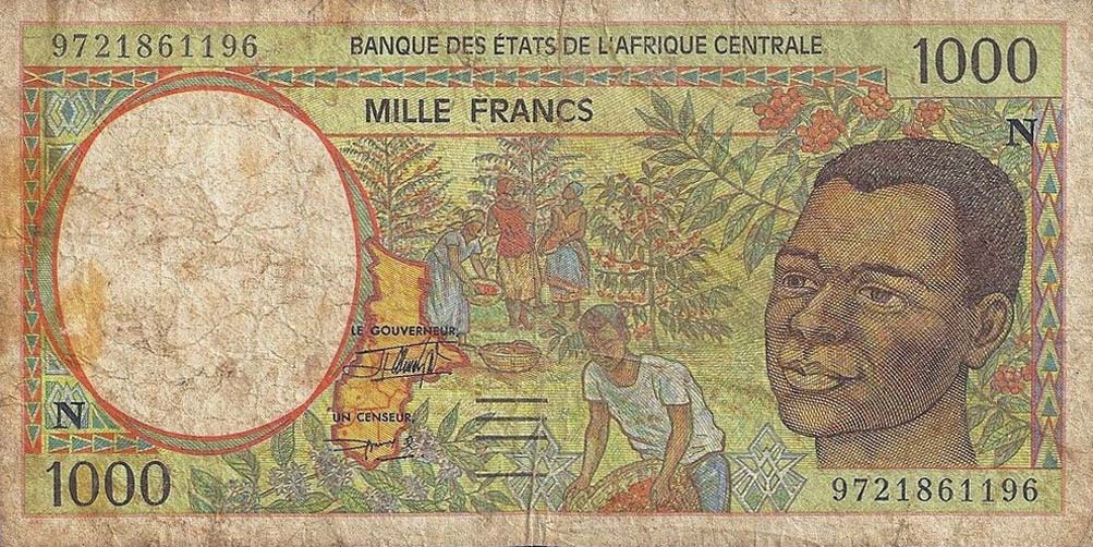 Front of Central African States p502Nd: 1000 Francs from 1997