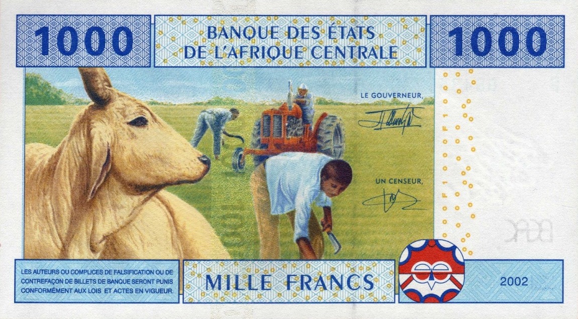 Back of Central African States p507Fb: 1000 Francs from 2002