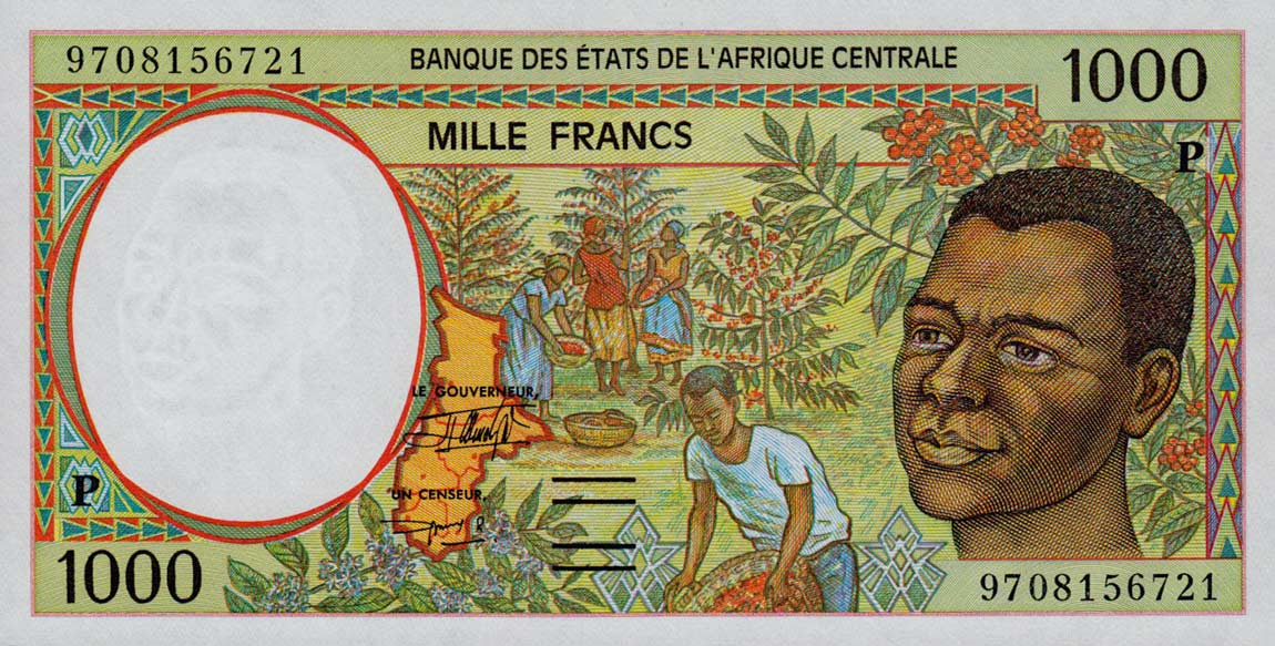 Front of Central African States p602Pd: 1000 Francs from 1997