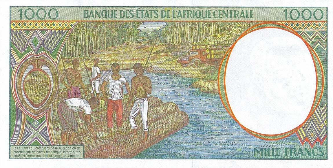 Back of Central African States p602Pg: 1000 Francs from 2000