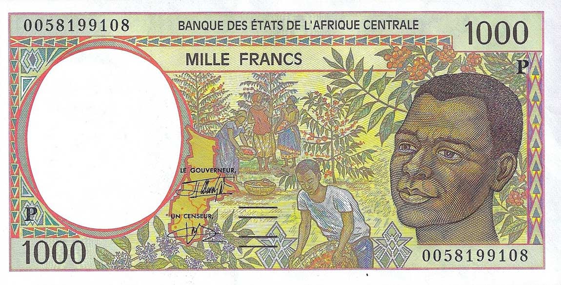 Front of Central African States p602Pg: 1000 Francs from 2000