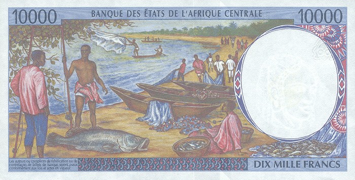 Back of Central African States p605Pd: 10000 Francs from 1998