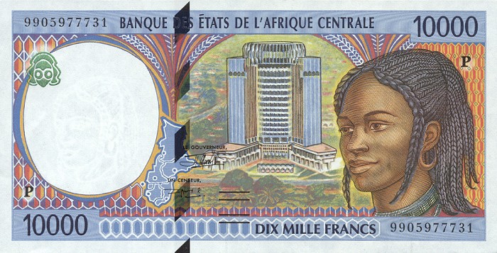 Front of Central African States p605Pd: 10000 Francs from 1998