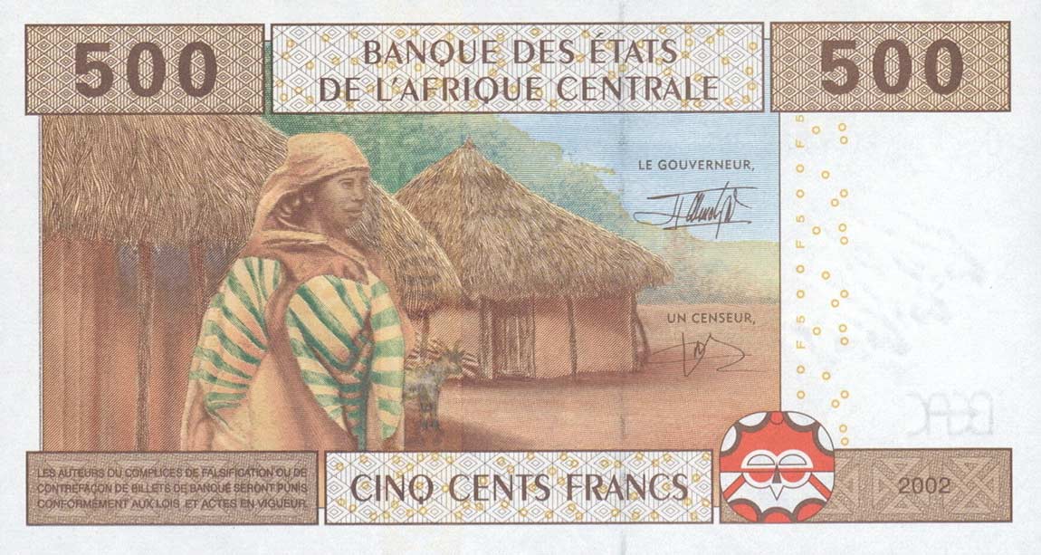 Back of Central African States p606Ca: 500 Francs from 2002