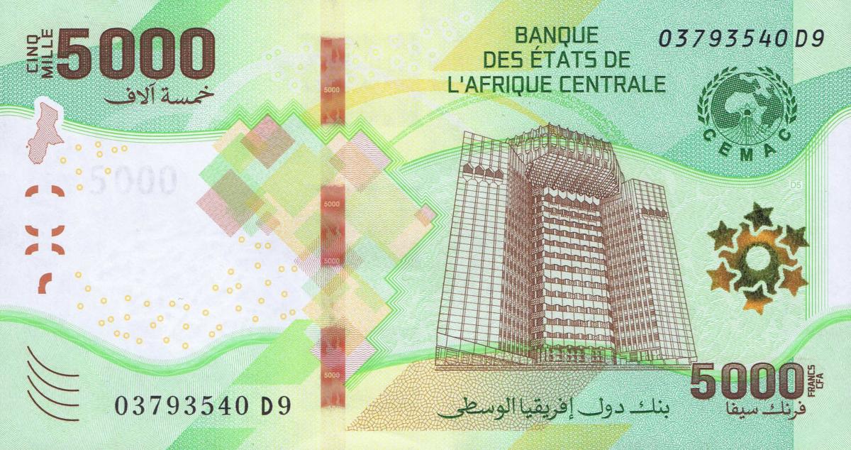 Front of Central African States p703a: 5000 Francs from 2020