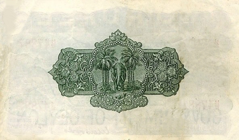Back of Ceylon p21a: 2 Rupees from 1925