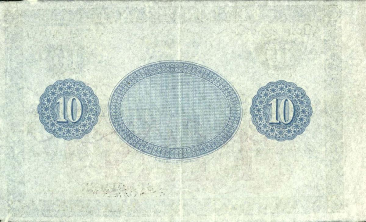 Back of Ceylon pS122p1: 10 Rupees from 1870