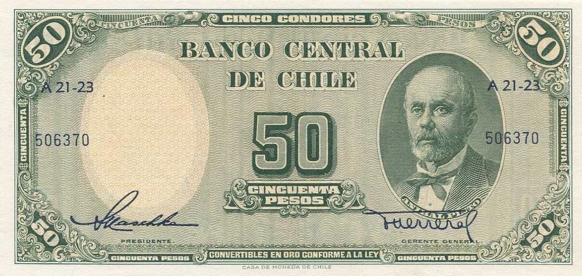 Front of Chile p121a: 50 Pesos from 1958
