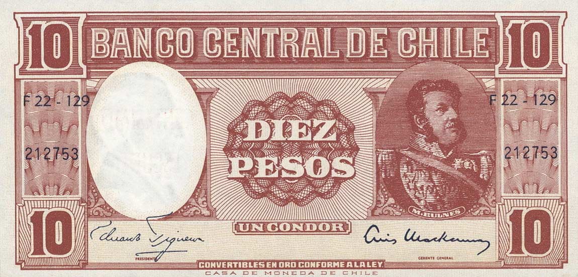 Front of Chile p125: 1 Centesimo from 1960