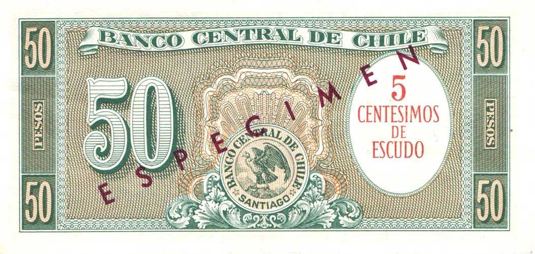 Back of Chile p126s: 5 Centesimos from 1960