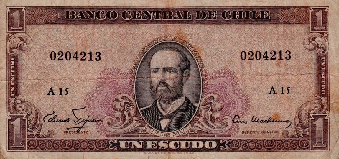 Front of Chile p135a: 1 Escudo from 1962