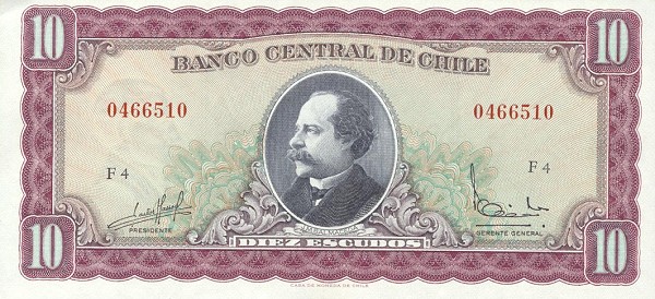 Front of Chile p139a: 10 Escudos from 1962