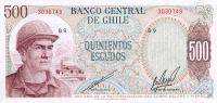 p144 from Chile: 500 Escudos from 1971