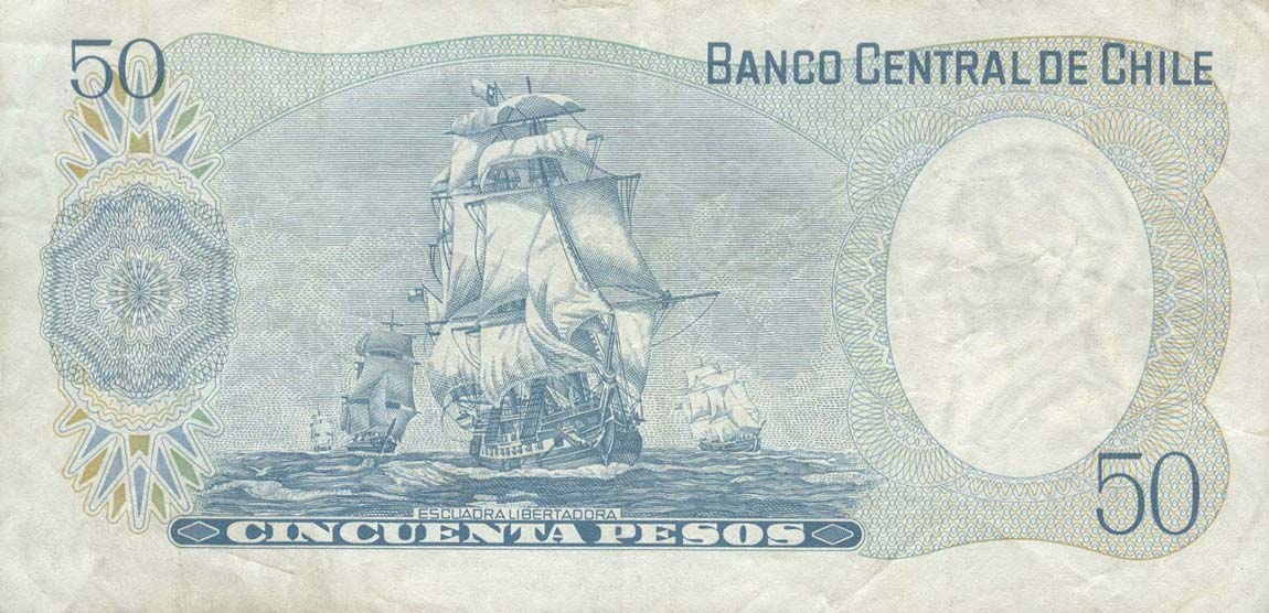 Back of Chile p151a: 50 Pesos from 1975