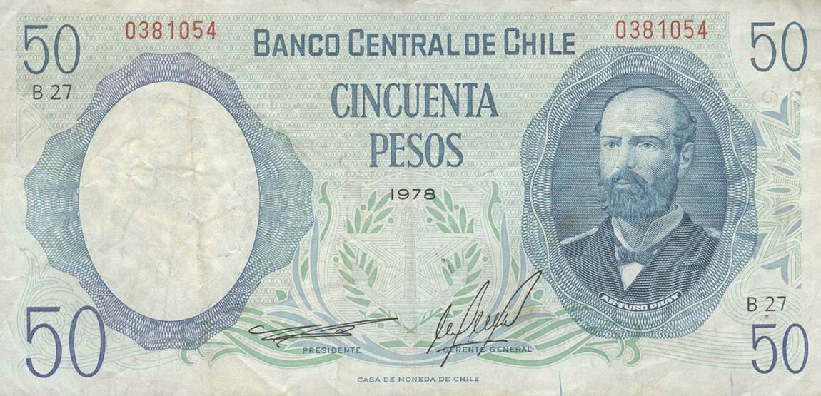 Front of Chile p151a: 50 Pesos from 1975