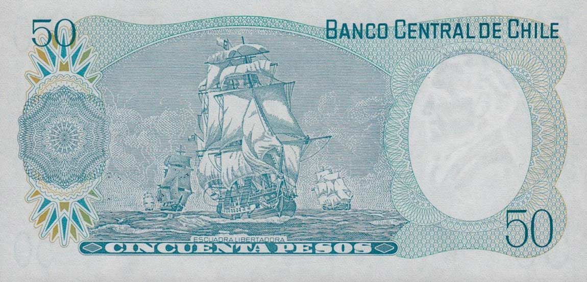 Back of Chile p151b: 50 Pesos from 1980