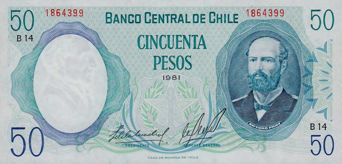 Front of Chile p151b: 50 Pesos from 1980