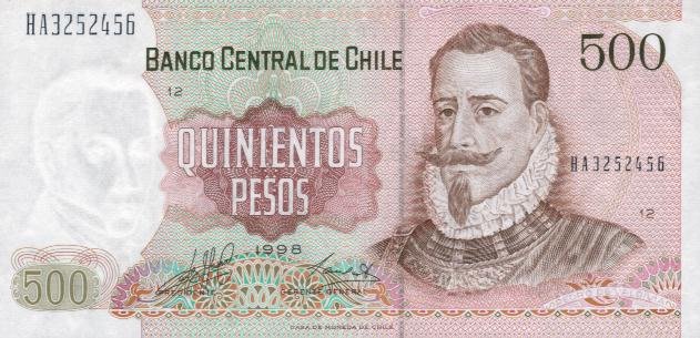 Front of Chile p153e: 500 Pesos from 1994