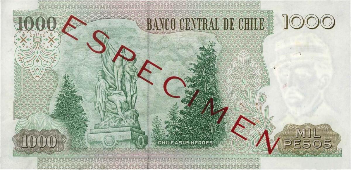 Back of Chile p154s: 1000 Pesos from 1978