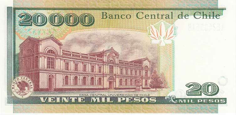 Back of Chile p159b: 20000 Pesos from 2006