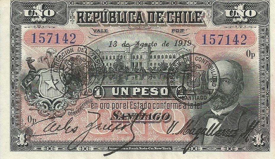 Front of Chile p15b: 1 Peso from 1911