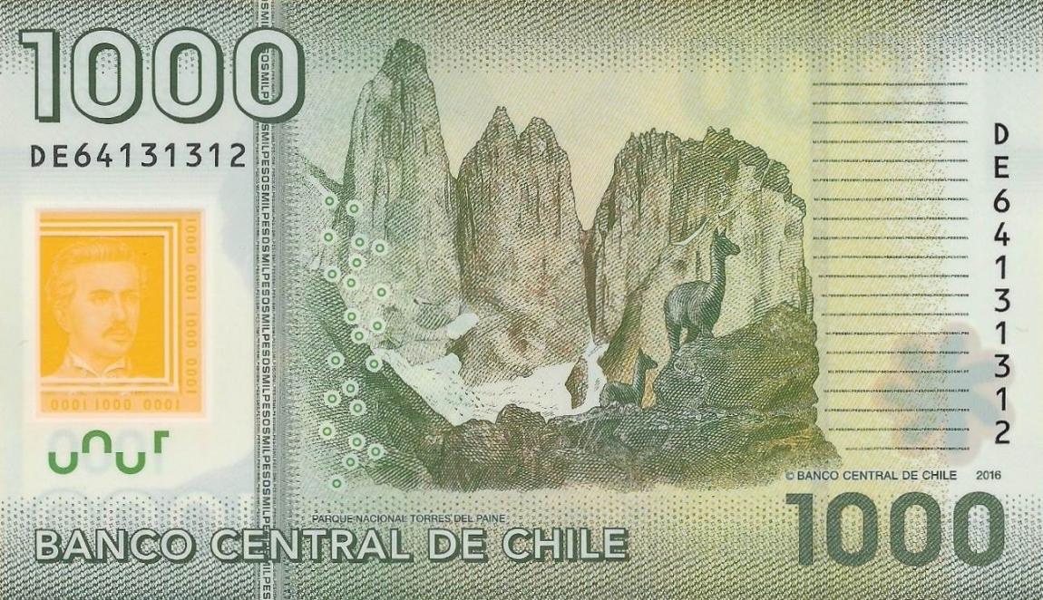 Back of Chile p161g: 1000 Pesos from 2016