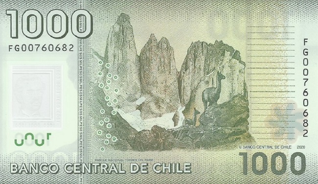 Back of Chile p161j: 1000 Pesos from 2020