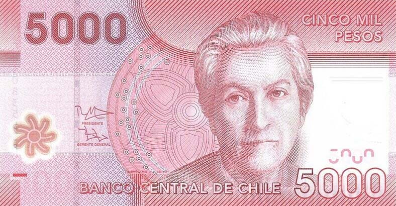 Front of Chile p163e: 5000 Pesos from 2014