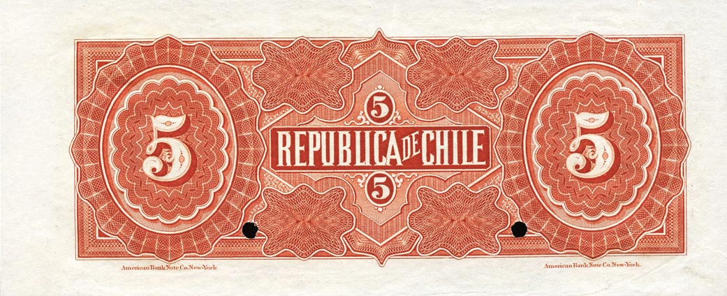 Back of Chile p19s: 5 Pesos from 1906